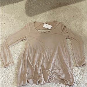NWT Tan Long-Sleeve Shirt with Criss-Cross back